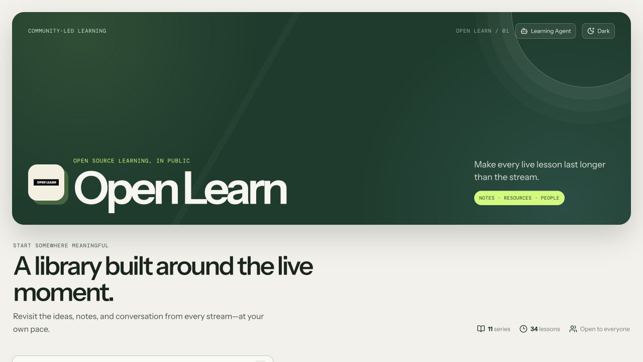 Open Learn website preview